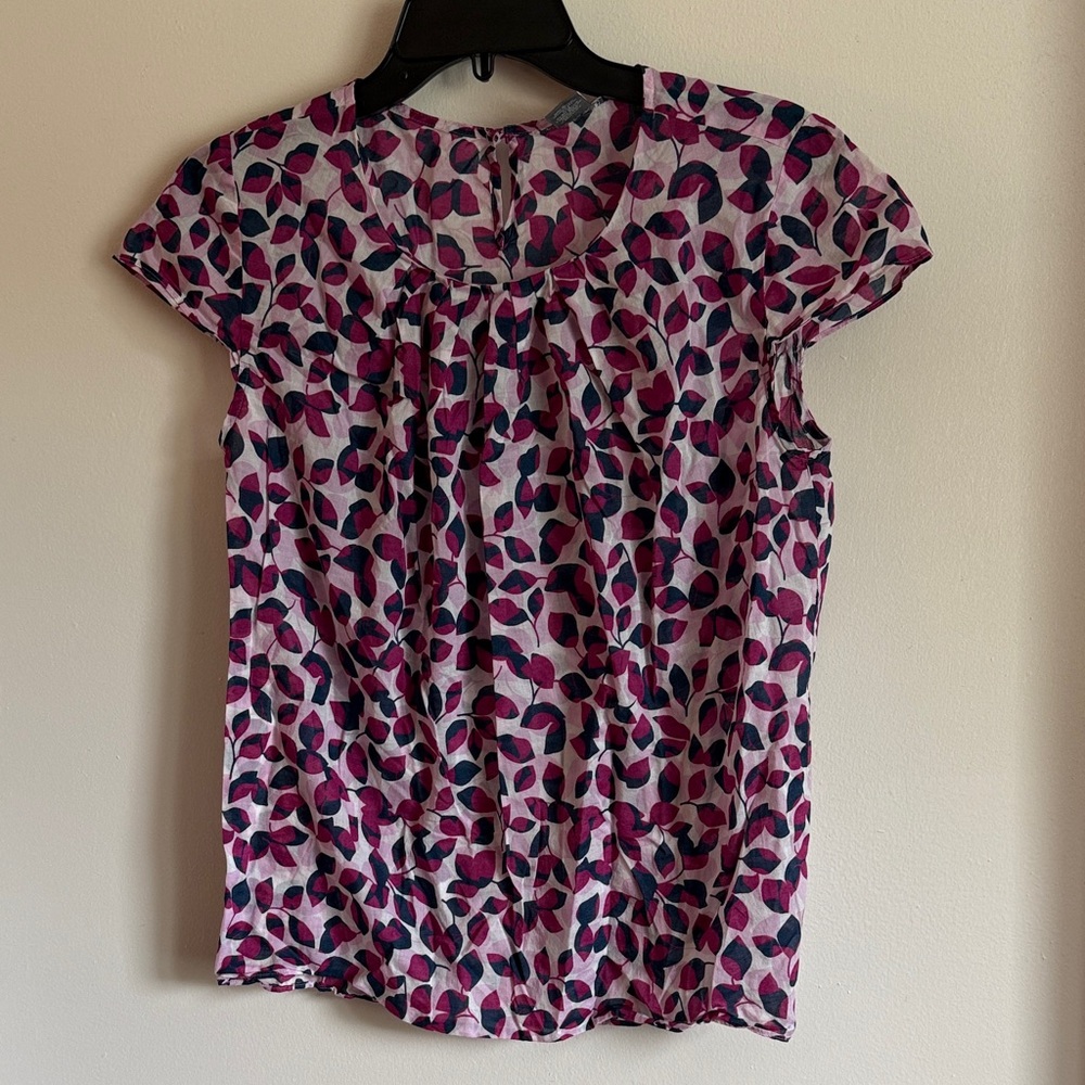 Ann Taylor Pink and Purple Patterned Blouse size 8